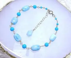 14kgf*ラリマー、スリーピングビューティーターコイズブレスレット
