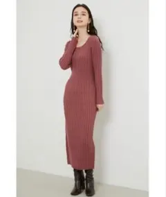 rienda バッククロスタイトニットワンピース