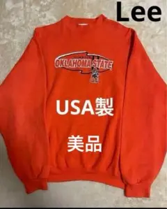 Lee オクラホマ州立大学 カレッジスウェット L オレンジ刺繍ロゴUSA古着