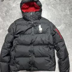 美品　ラルフローレン　ダウンジャケット　2way フード　ビッグロゴ　刺繍　現行