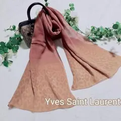 美品✨イヴ・サンローラン　シフォンシルクスカーフ　グラデーションレオパード