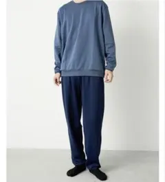 【未開封】GEOメンズスウェット上下セット ネイビー Lサイズ あったか 裏起毛