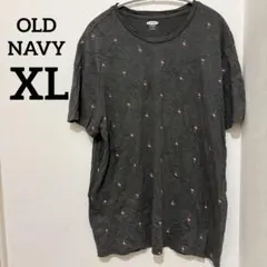 OLD NAVY【XL】Tシャツ 半袖 グレー トップス 花柄 美品 古着