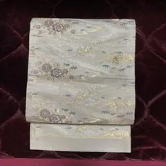 ❤️袋帯　落ち着いた色合い　ゴールドとシルバーの刺繍❤️