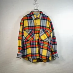 ▲古着　EDWIN チェック柄シャツ　マルチカラー　イエロー系