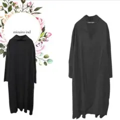 極美品 mizuiro ind ワッシャー加工シャツワンピース ブラック - メルカリ