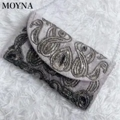 極美品 MOYNA ビーズ 装飾 パーティ バッグ