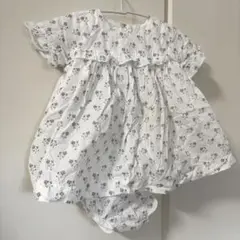 【中古品】プチバトー フラワープリントワンピース&ブルマセット 6m 67cm