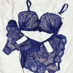 DRW 3点セット E65 ネイビー ブラジャー&ショーツセット