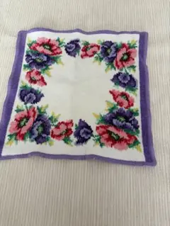 フェイラー FEILER タオルハンカチ 花柄 ホワイト パープル 25cm