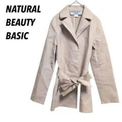 【ナチュラルビューティーベーシック】トレンチコート　ミドル　ウエストリボン　M