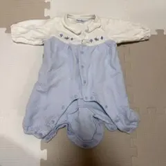 familiar ロンパース 60 水色・白