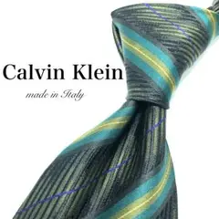 【極美品】Calvin Klein ネクタイ ストライプ柄 グリーンのサムネイル