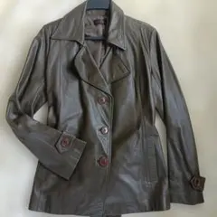 【牛本革】ヴィンテージ レザーハーフコート ジャケット ベルト付 リアルレザー