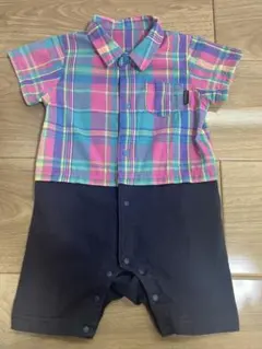 combi mini 80cm カラフルチェックロンパース