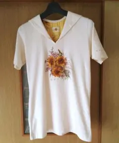 KETTY ケティ ひまわり 花柄 刺繍 半袖Tシャツ セーラーカラー