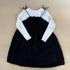 après les cours 黒フリルワンピースと白シャツセット