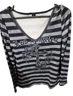 00s archive ロンT y2k ロンT ボーダーロンT