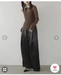 LIAN サテン タックワイドパンツ ブラック