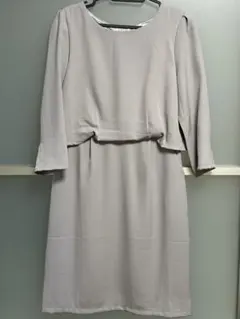 グレー 長袖 ドレス レース付き 正装 パーティドレス