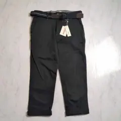 新品 Nylaus ベルト付き クロップドパンツ 黒 82 Ｌ相当のサムネイル