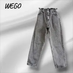 ウィゴー ハイウエスト ワイドデニムパンツ ウエストゴム フリル ゆったり S