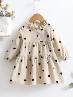 ハート柄フリル襟ワンピース　92cm