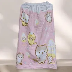 綿100% 女児 ラップタオル 巻きタオル 猫 スイミング プール バスタオル
