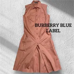 バーバリーブルーレーベル　シャツワンピース　ホース刺繍　ノースリーブ
