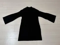 SLY 黒 リブ編み 長袖ニットワンピース