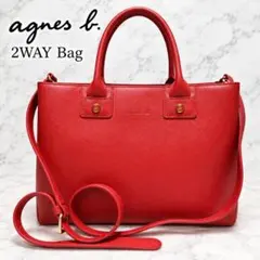 アニエスベー 2WAY ショルダーバッグ ハンドバッグ 美品 レザー 赤 レッド