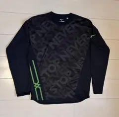 Mizuno 長袖スポーツシャツ L ブラック/グリーン