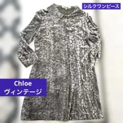 Chloe シルクワンピース シースルー ベルベット　ヴィンテージ