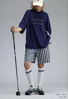 antiquaゴルフSTCH モックネックシャツ ネイビーのサムネイル