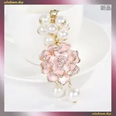 超人気新品★花(ピンク)★パール★キーホルダー★バッグチャーム