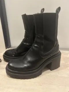 ブラックショートブーツ 23.0cm