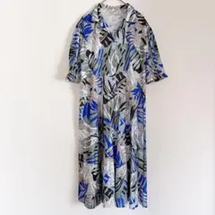 【希少・フランス製】総柄ワンピース ボタニカル レトロ ヴィンテージ