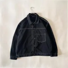 《チャオパニック》【L】ジャケット ブラック 配色ステッチ シンプル 秋冬