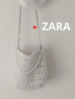 ♥️ZARA パールビーズ ショルダーバッグ　パーティ　レデースバッグ　パール