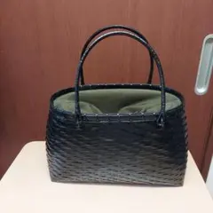 黒いかごトートバッグ 巾着付き