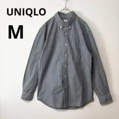UNIQLO メンズ M ブルー ホワイト ギンガムチェック ボタンダウンシャツ