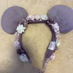 パープル ミニー　花飾り カチューシャ　ディズニー