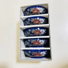 【未使用・箱付】有田焼 清秀 瑠璃 金彩 花柄 小鉢 5客セット 和食器のサムネイル