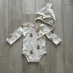 プティマイン　ミッフィー　ロンパース　帽子　ボンネット　80