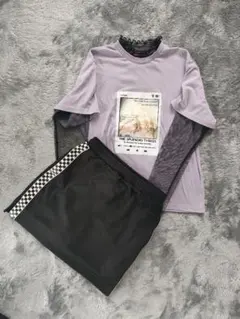 Tシャツ ロンT　スカート　スカパン　 セットアップ　レース　160のサムネイル