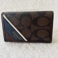 【美品】 COACH キーケース 6連 レザー シグネチャー 焦げ茶 小物