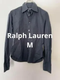 RALPH LAUREN シャツ 長袖 ブラック ワンポイント刺繍ロゴ 90's