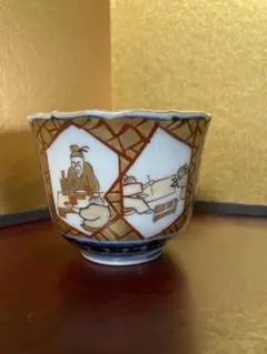 古伊万里　大振り蕎麦猪口　そば猪口　染付　生垣に菖蒲文様　骨董　時代物 古伊万里大振り蕎麦猪口そば猪口染付生垣に菖蒲文様骨董時代物
