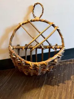 ラタン 壁掛けバスケット 籐 ウォールバスケット アジアン レトロ ヴィンテージ