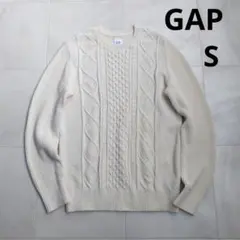 GAP ケーブルニットセーター メンズ クルーネック クリーム Sサイズ